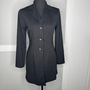 New York Collection Blazer Dress Women Small Black Gold Glitter Shimmer Stretch